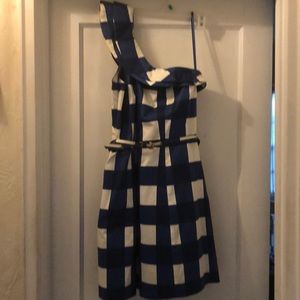MICHAEL Michael Kors Blue/White One Shoulder Dress